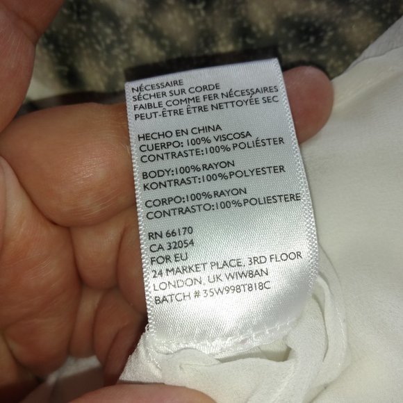Silence+Noise Sheer Back White Button Down Blouse Med - Picture 6 of 8